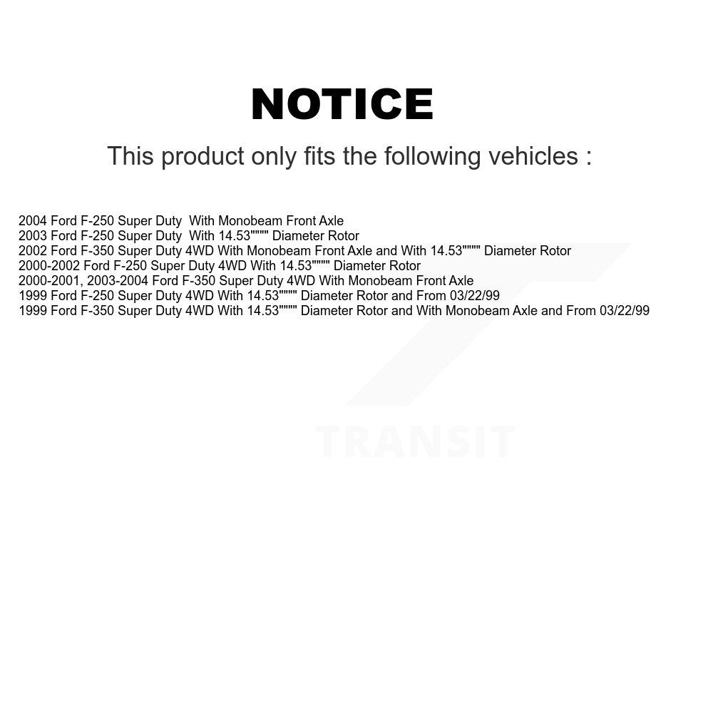 Disc Brake Rotor And Semi-Metallic Pad Front Kit For Ford F-350 Super Duty F-250