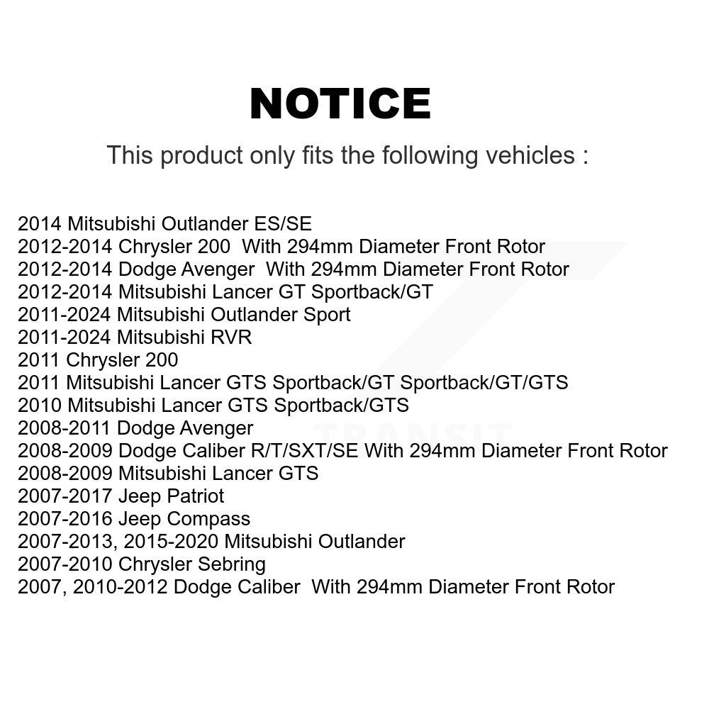 Brake Rotor Semi-Metallic Pad Front Kit For Mitsubishi Jeep RVR Outlander Lancer