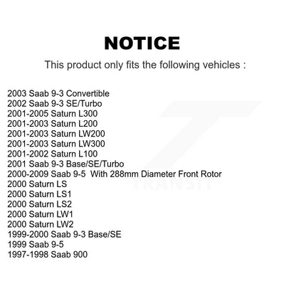 Brake Rotor & Semi-Metallic Pad Front Kit For Saab 9-5 Saturn 9-3 L200 L300 L100