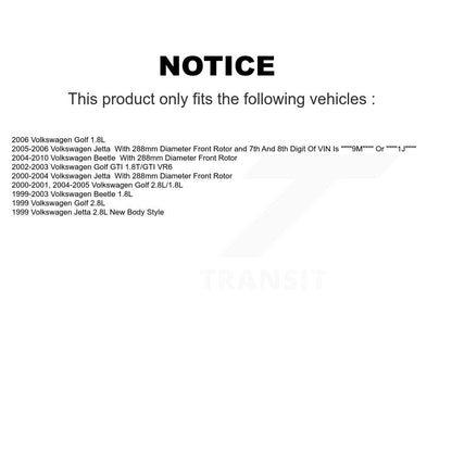 Disc Brake Rotors & Semi-Metallic Pad Front Kit For Volkswagen Jetta Golf Beetle