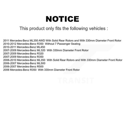 Brake Rotor Semi-Metallic Pad Front Kit For Mercedes-Benz ML350 ML320 R350 ML500
