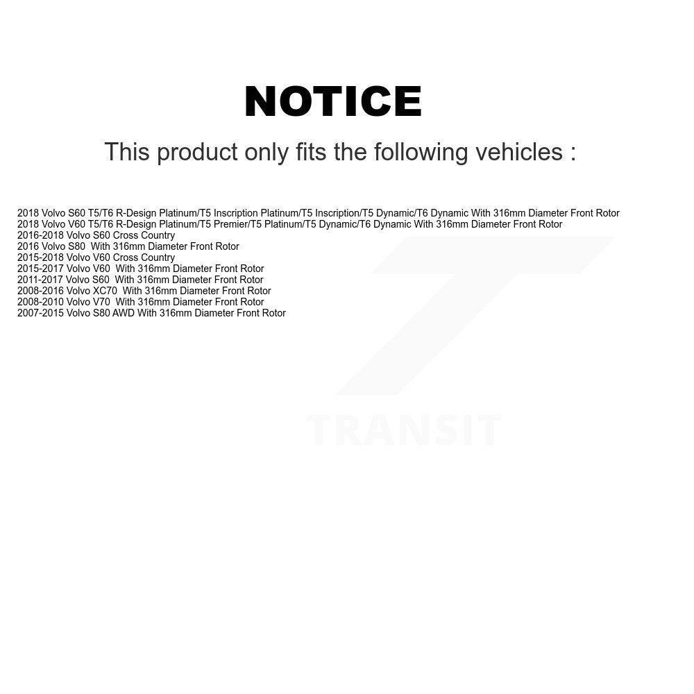 Brake Rotor Semi-Metallic Pad Front Kit For Volvo XC70 S60 V60 S80 Cross Country