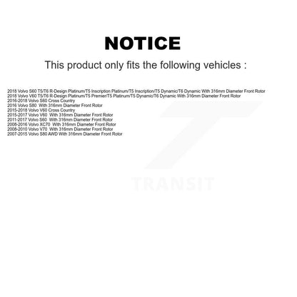 Brake Rotor Semi-Metallic Pad Front Kit For Volvo XC70 S60 V60 S80 Cross Country