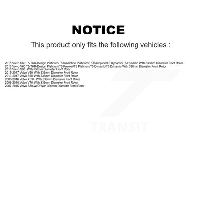 Disc Brake Rotors And Semi-Metallic Pad Front Kit For Volvo XC70 S60 V60 S80 V70