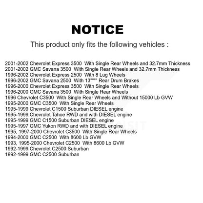 Brake Rotor Hub Semi-Metallic Pad Front Kit For Chevrolet GMC C2500 Express 3500
