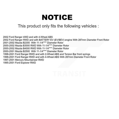 Brake Rotor Hub Semi-Metallic Pad Front Kit For Ford Ranger Explorer Mazda B4000