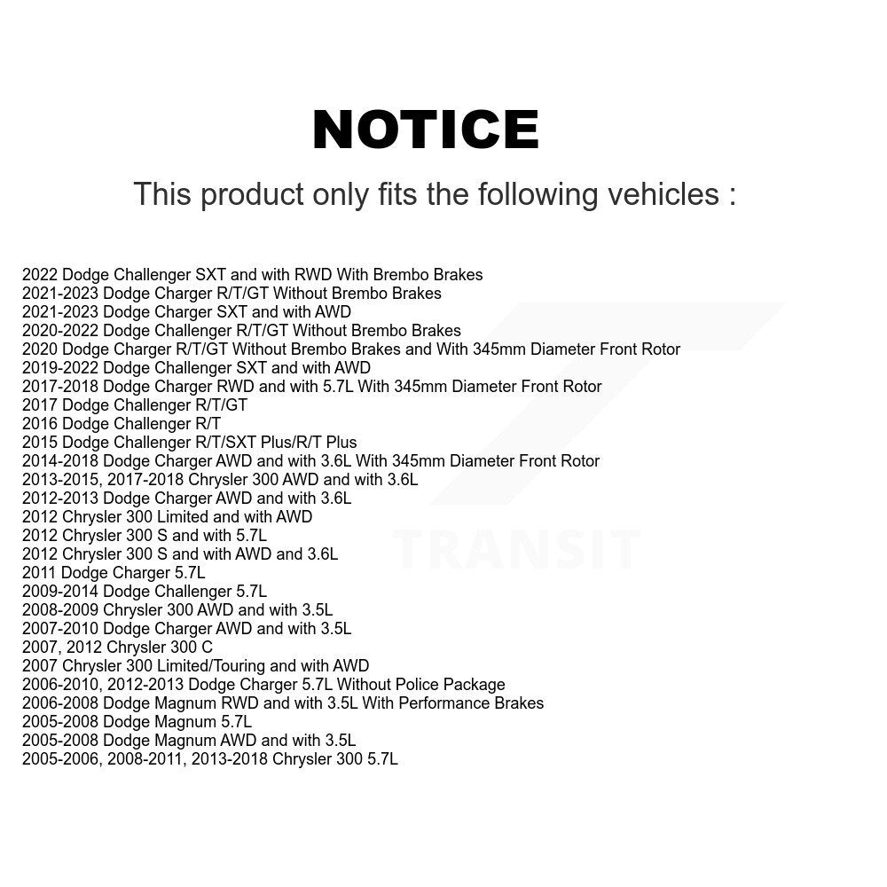Disc Brake Rotor Semi-Metallic Pad Front Rear Kit For Dodge Charger Chrysler 300