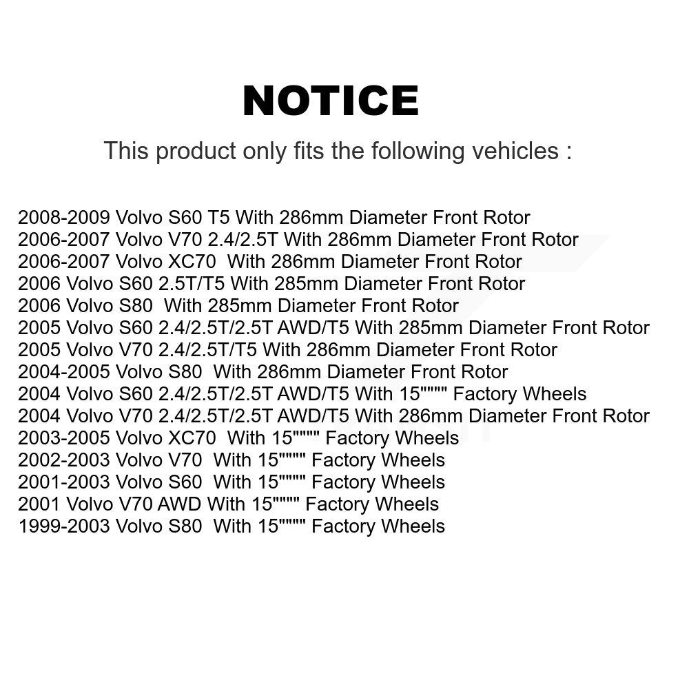 Disc Brake Rotor And Semi-Metallic Pad Front Rear Kit For Volvo S60 XC70 V70 S80