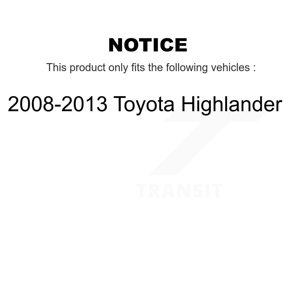 Brake Rotor And Semi-Metallic Pad Front Rear Kit For 2008-2013 Toyota Highlander