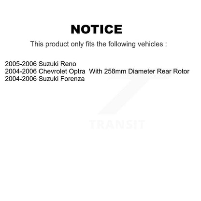Brake Rotor & Semi-Metallic Pad Rear Kit For Chevrolet Optra Suzuki Forenza Reno