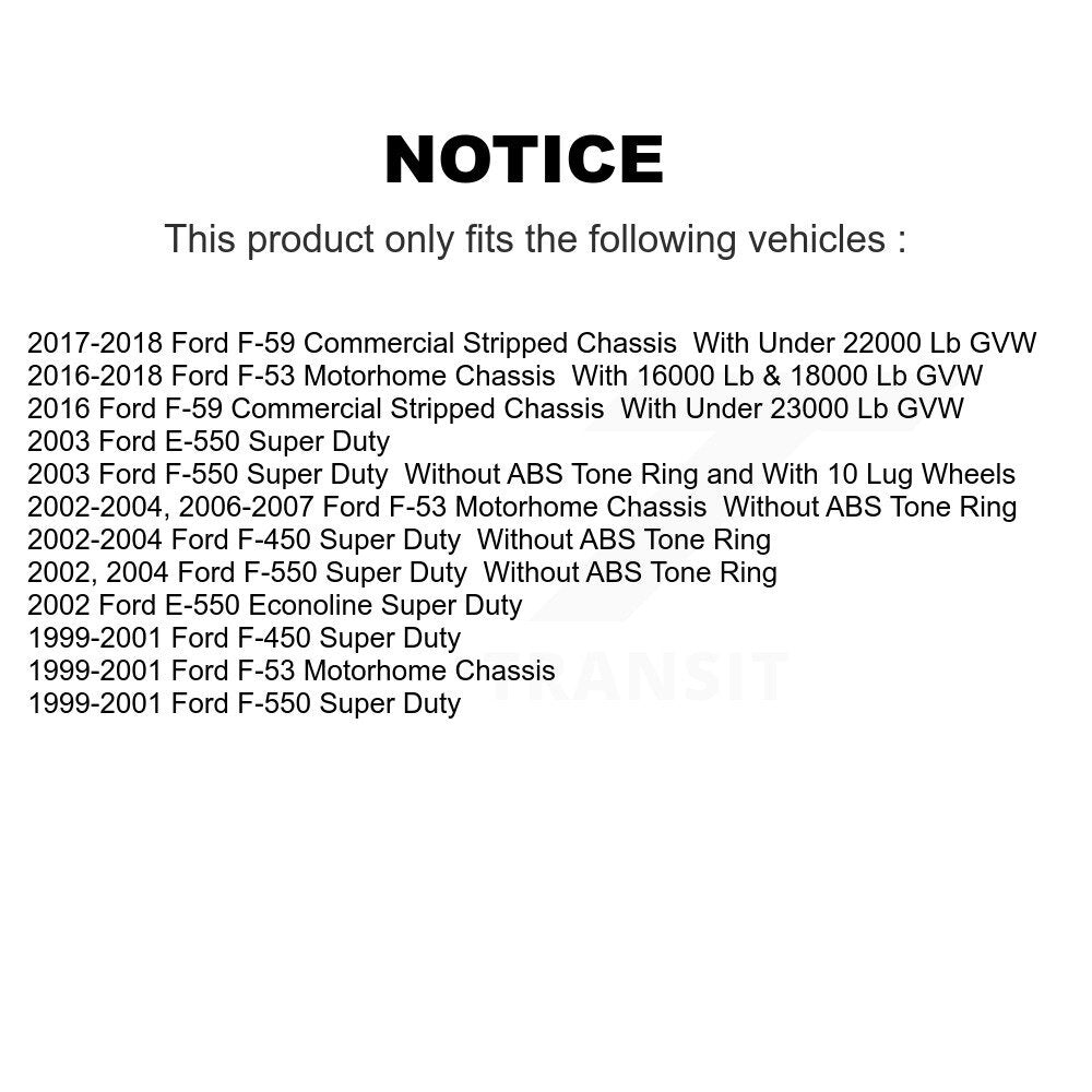 Brake Rotor And Semi-Metallic Pad Rear Kit For Ford F-53 Motorhome Chassis E-550