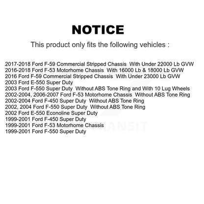 Brake Rotor And Semi-Metallic Pad Rear Kit For Ford F-53 Motorhome Chassis E-550