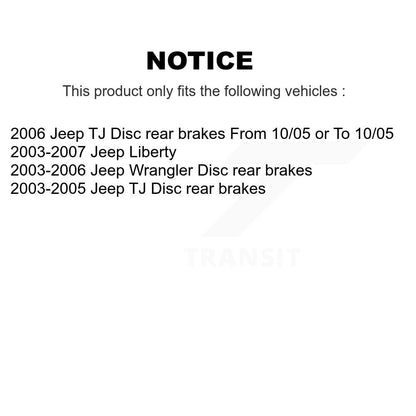 Disc Brake Rotors And Semi-Metallic Pads Rear Kit For Jeep Liberty Wrangler TJ