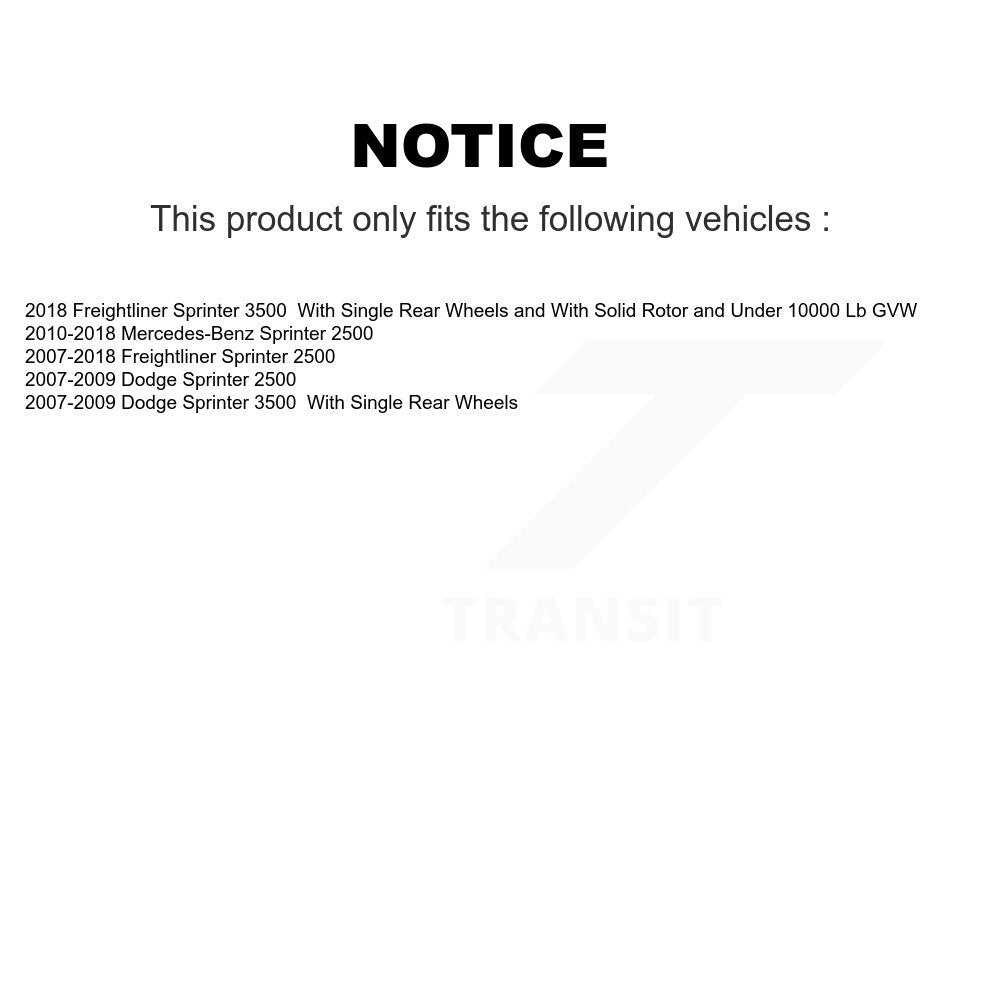 Brake Rotor And Semi-Metallic Pad Rear Kit For Sprinter 2500 Mercedes-Benz Dodge