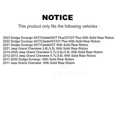 Brake Rotor And Semi-Metallic Pad Rear Kit For Dodge Durango Jeep Grand Cherokee