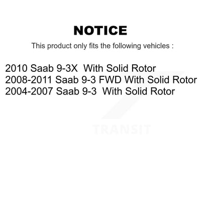 Disc Brake Rotor & Semi-Metallic Pad Rear Kit For Saab 9-3 9-3X With Solid
