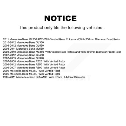 Brake Rotors Semi-Metallic Pad Rear Kit For Mercedes-Benz ML350 GL350 R350 GL320
