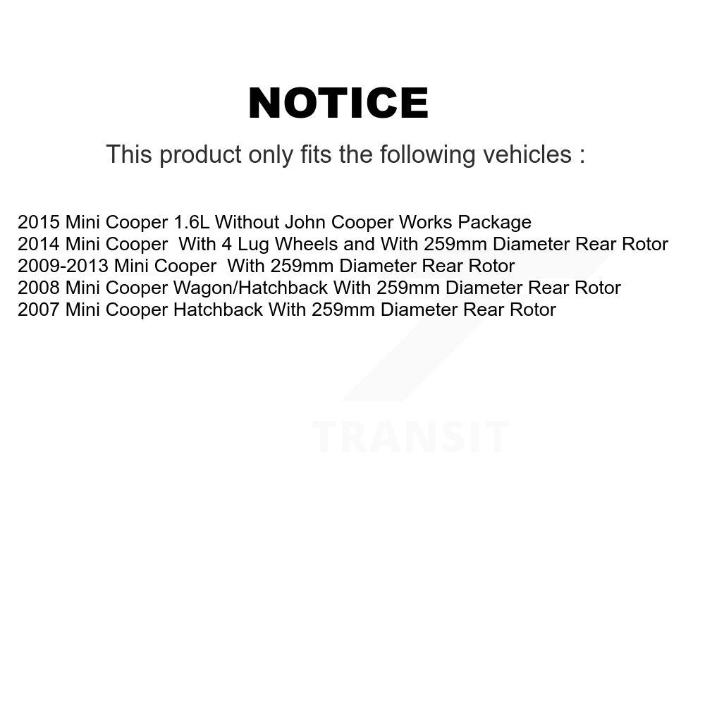 Disc Brake Rotors And Semi-Metallic Pads Rear Kit For Mini Cooper