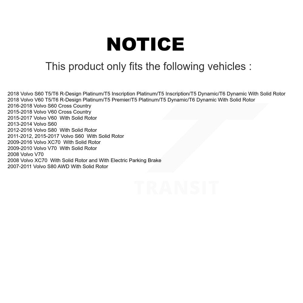 Brake Rotors Semi-Metallic Pad Rear Kit For Volvo XC70 S60 V60 S80 Cross Country