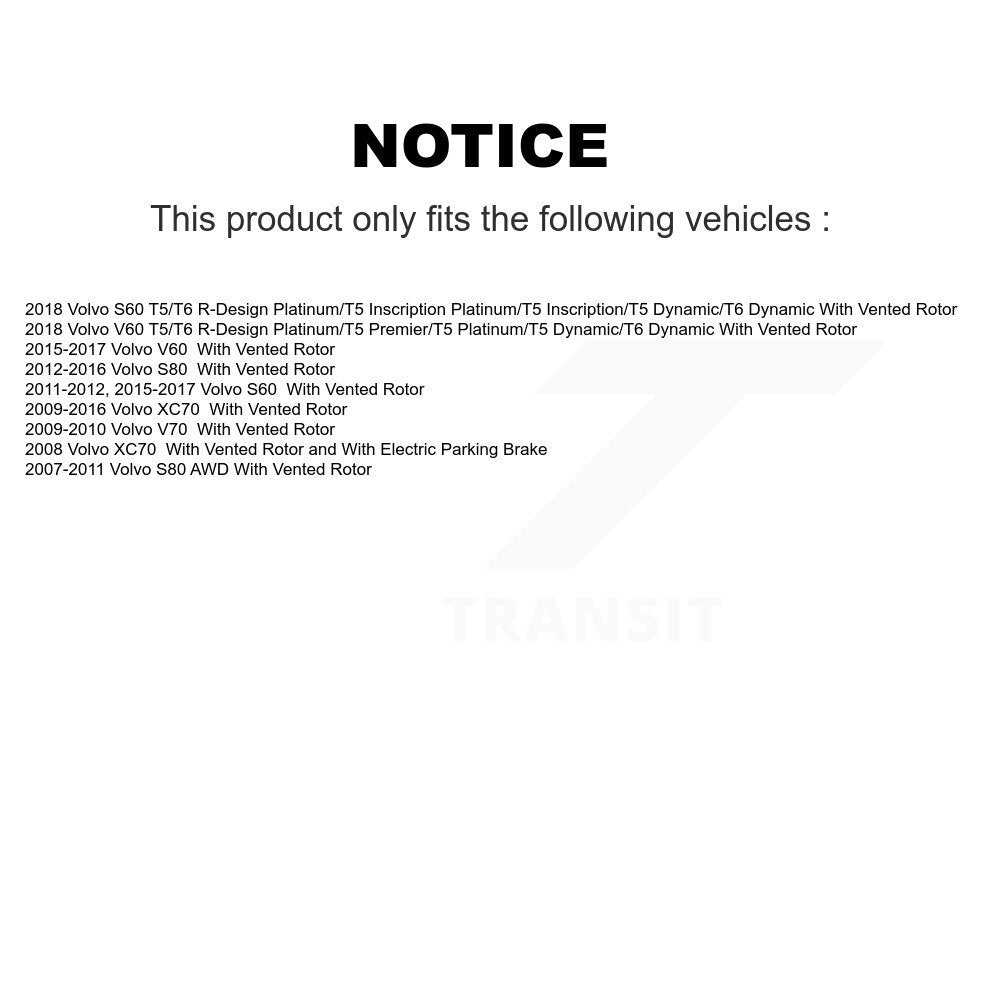 Disc Brake Rotors And Semi-Metallic Pads Rear Kit For Volvo XC70 S60 V60 S80 V70