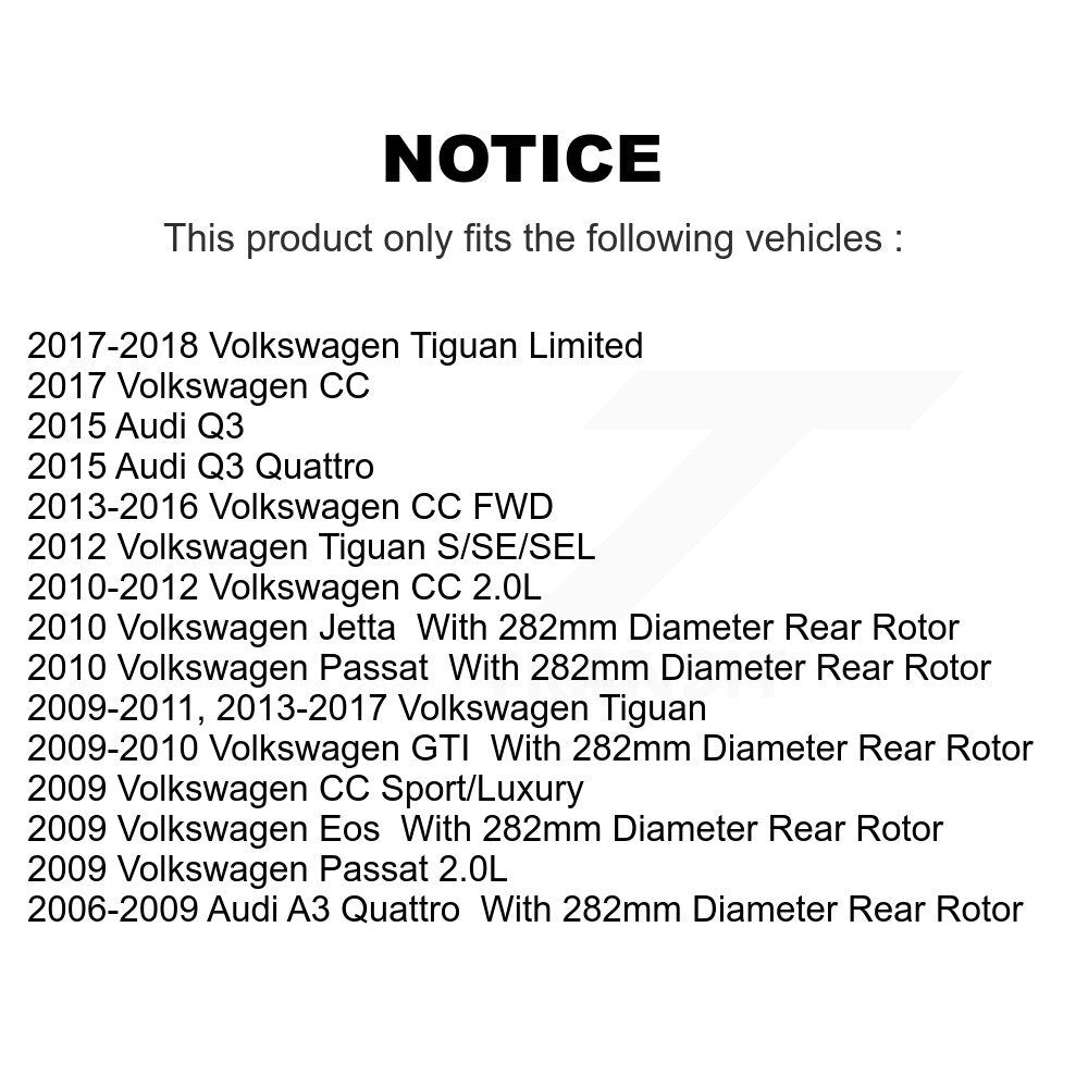 Brake Rotor Semi-Metallic Pad Rear Kit For Volkswagen Tiguan CC Jetta Audi Q3 A3