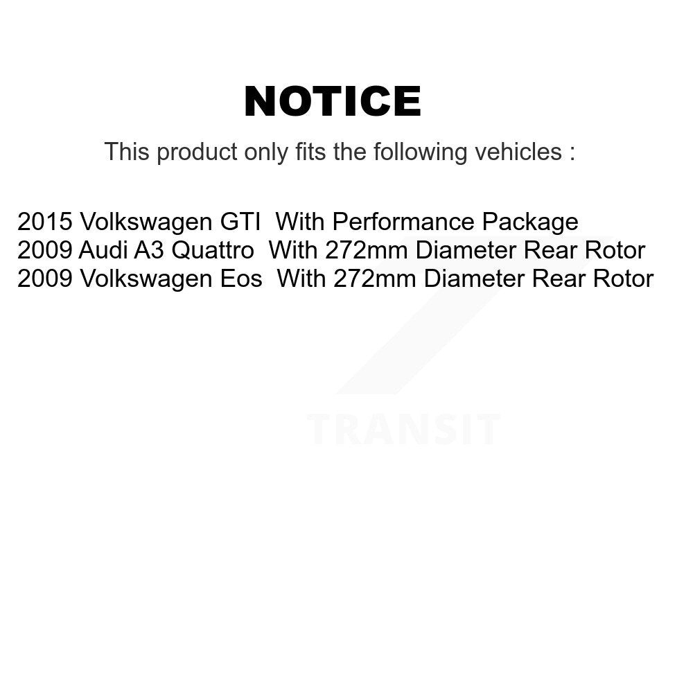 Disc Brake Rotor & Semi-Metallic Pad Rear Kit For Volkswagen GTI Audi A3 Quattro