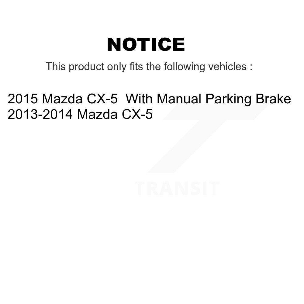 Disc Brake Rotors And Semi-Metallic Pads Rear Kit For 2013-2015 Mazda CX-5