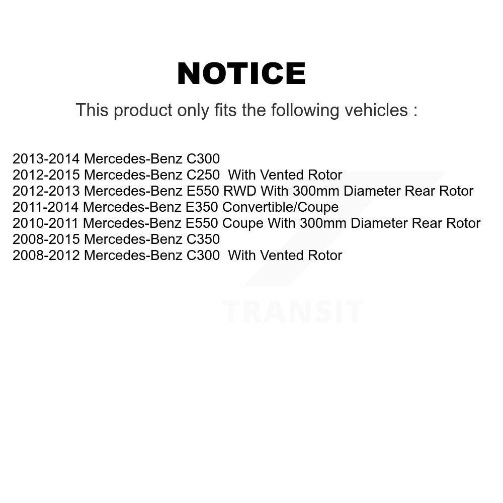 Brake Rotor And Semi-Metallic Pad Rear Kit For Mercedes-Benz C300 C350 E350 C250