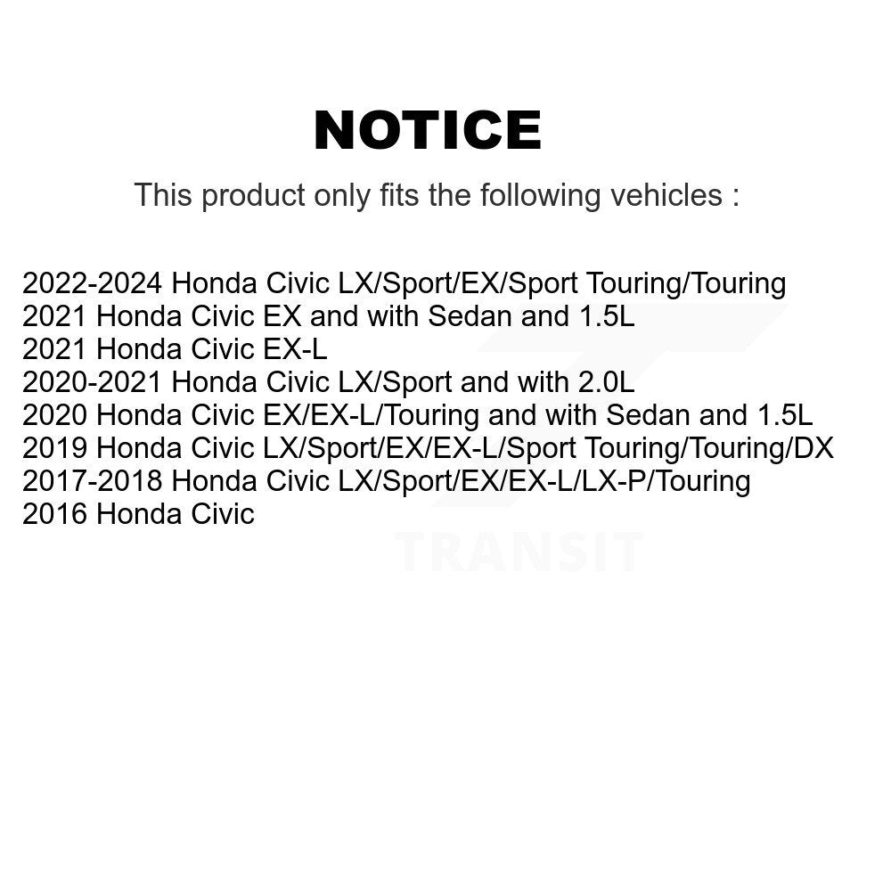 Disc Brake Rotors And Semi-Metallic Pads Rear Kit For Honda Civic