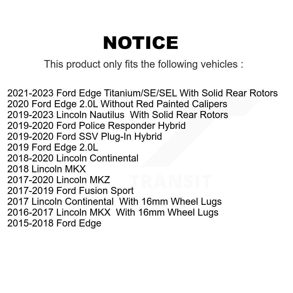 Brake Rotor Semi-Metallic Pad Rear Kit For Ford Edge Fusion Lincoln Nautilus MKX
