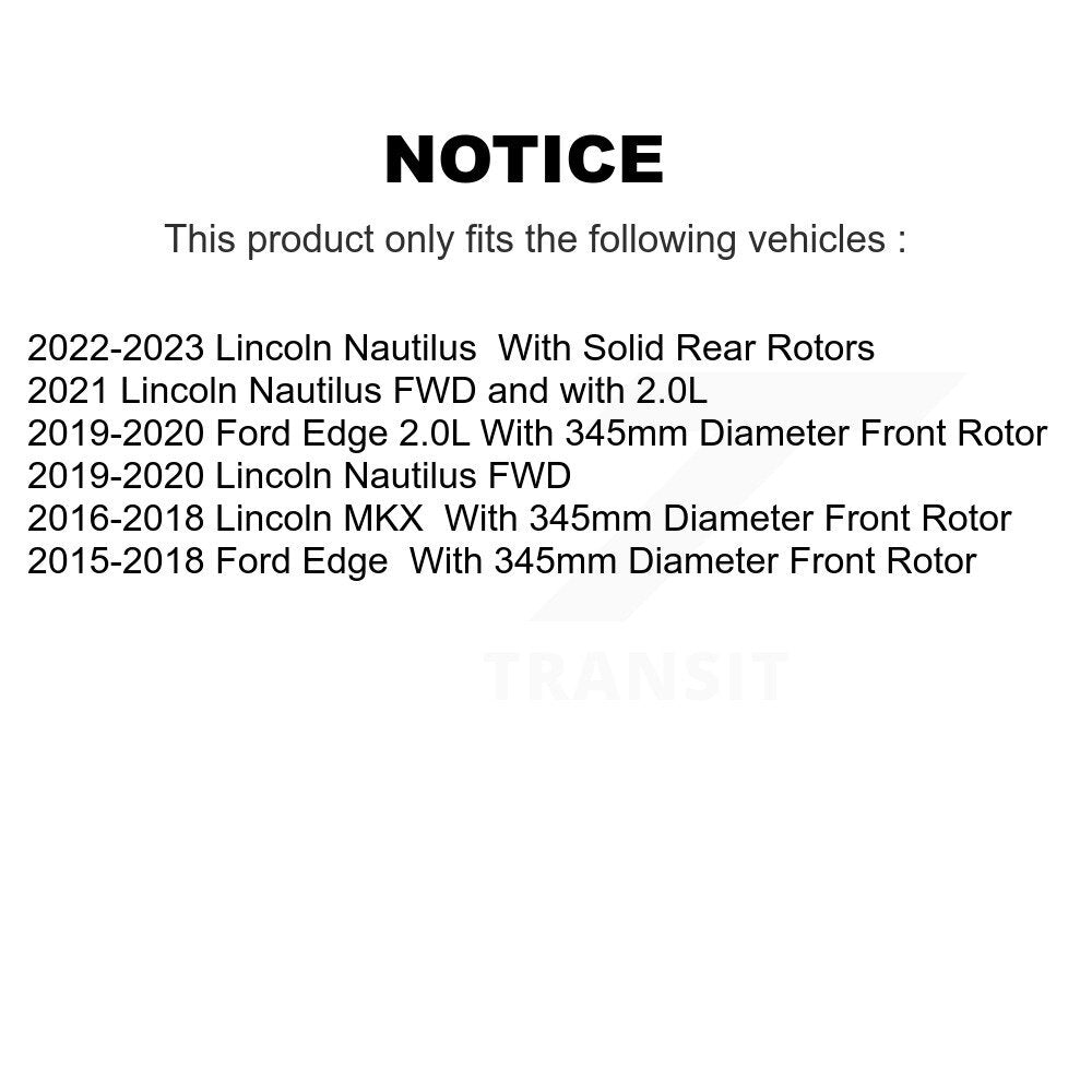 Disc Brake Rotors Semi-Metallic Pad Front Kit For Ford Edge Lincoln Nautilus MKX