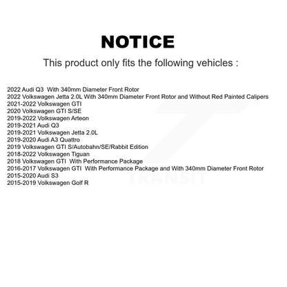 Brake Rotors Semi-Metallic Pad Front Kit For Volkswagen Tiguan Jetta Audi Q3 GTI