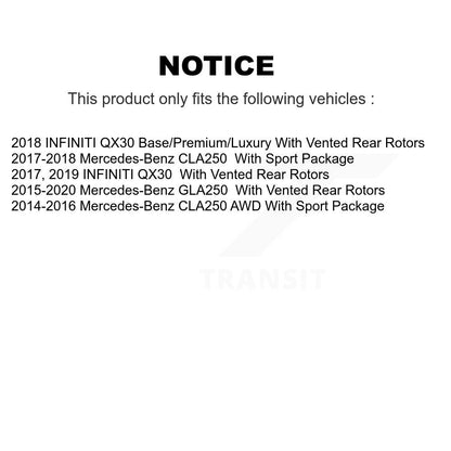 Brake Rotor And Semi-Metallic Pad Front Rear Kit For Mercedes-Benz GLA250 CLA250