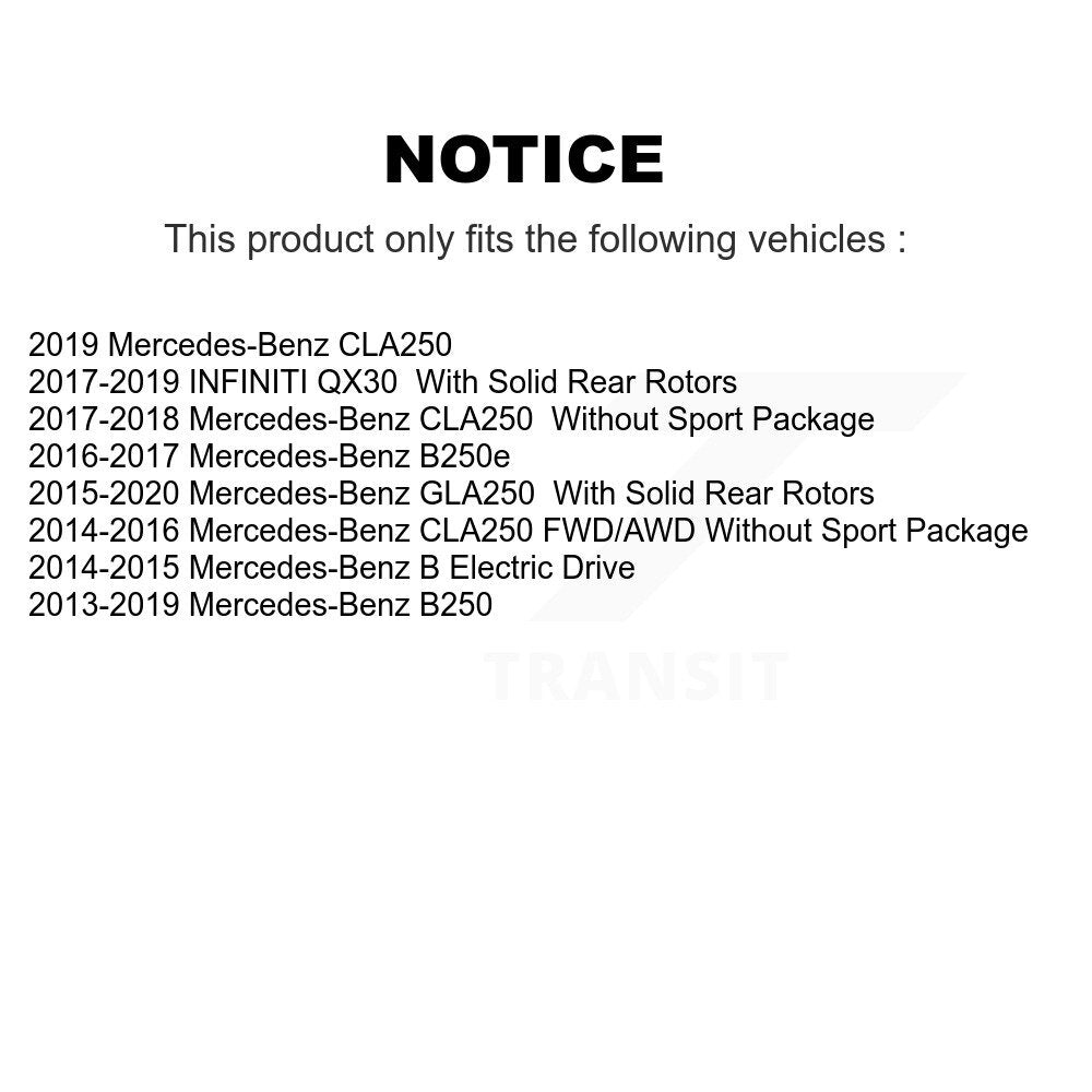 Brake Rotor Semi-Metallic Pad Rear Kit For Mercedes-Benz GLA250 CLA250 B250 QX30