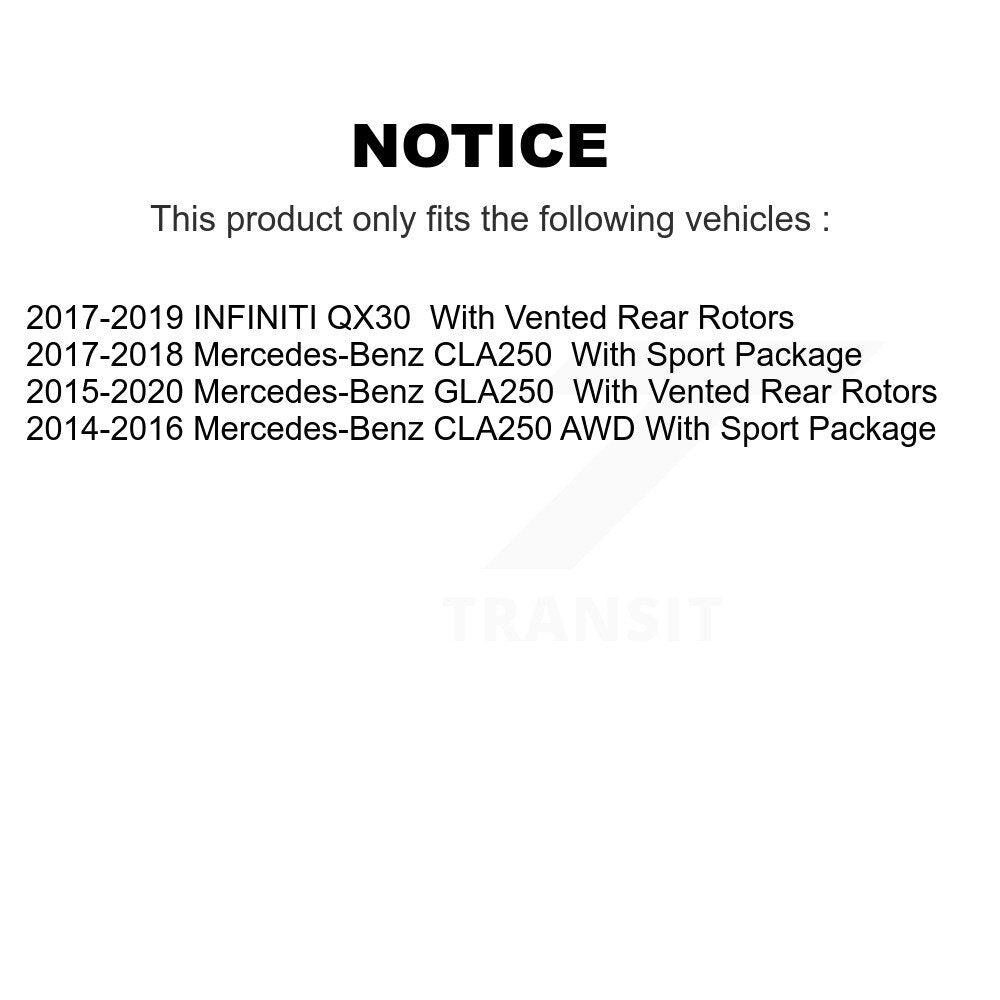 Brake Rotors Semi-Metallic Pad Rear Kit For Mercedes-Benz GLA250 CLA250 INFINITI