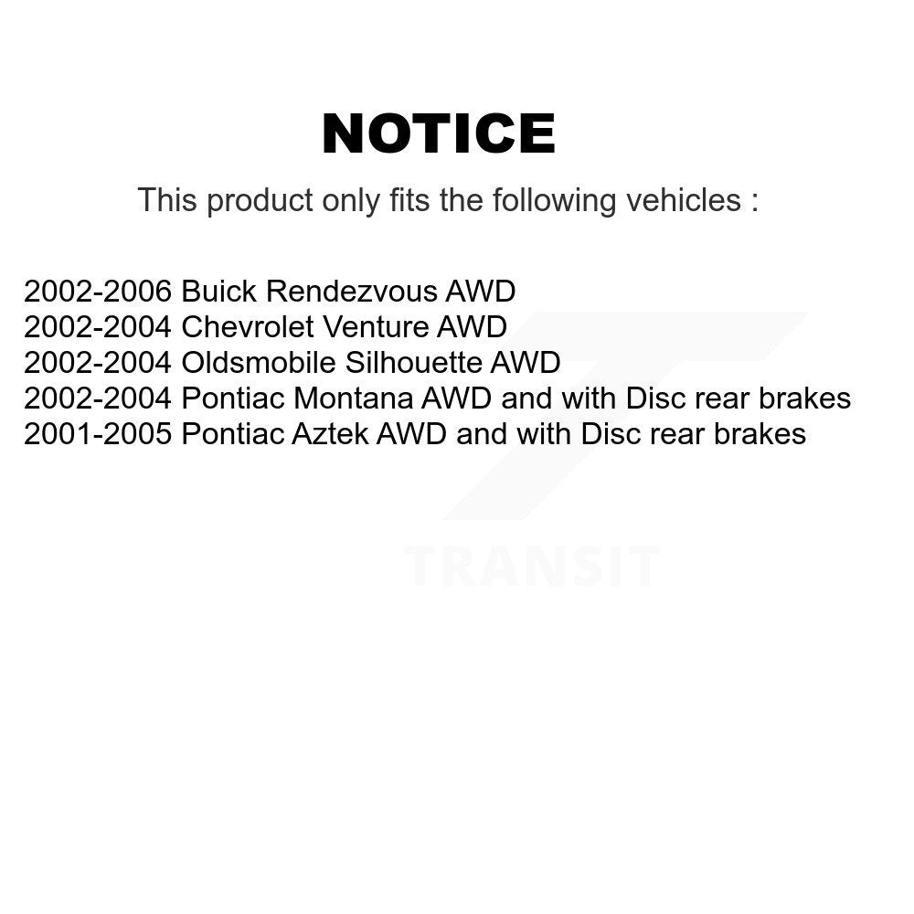 Brake Rotors Semi-Metallic Pad Front Rear Kit For Buick Rendezvous Pontiac Aztek
