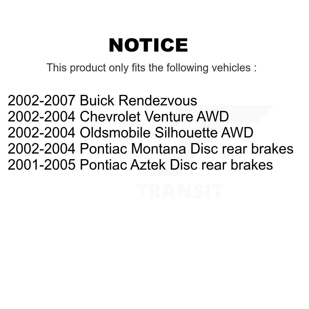 Disc Brake Rotor Semi-Metallic Pad Rear Kit For Buick Rendezvous Pontiac Montana