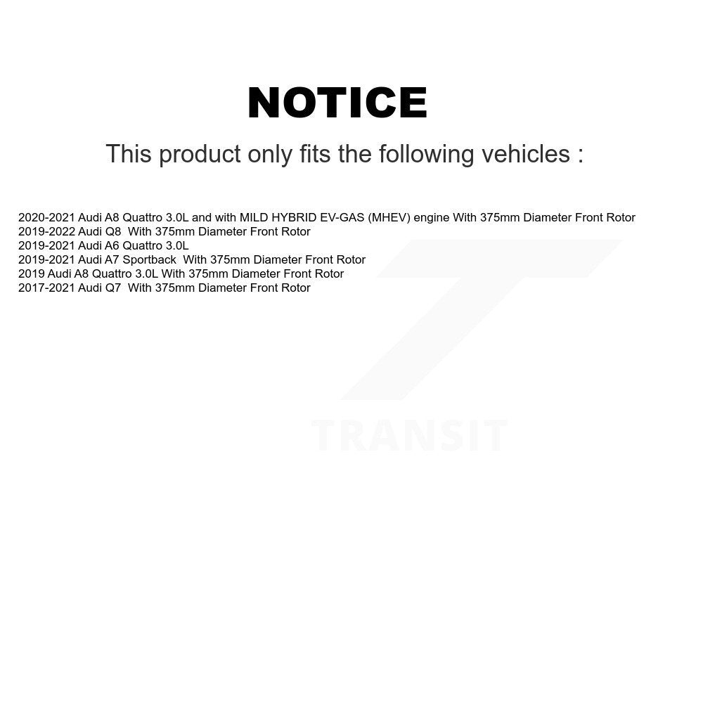 Brake Rotor & Semi-Metallic Pad Front Kit For Audi Q7 Q8 A6 Quattro A7 Sportback