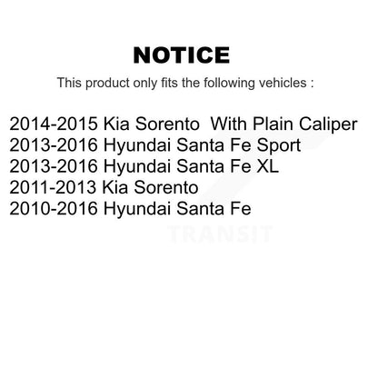 Brake Rotor Semi-Metallic Pad Rear Kit For Hyundai Santa Fe Sport Kia Sorento XL