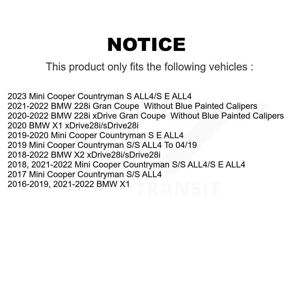 Brake Rotor And Semi-Metallic Pad Front Kit For BMW X1 Mini Cooper Countryman X2
