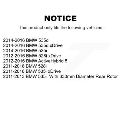 Disc Brake Rotors And Semi-Metallic Pad Rear Kit For BMW 535i xDrive 528i 535d 5