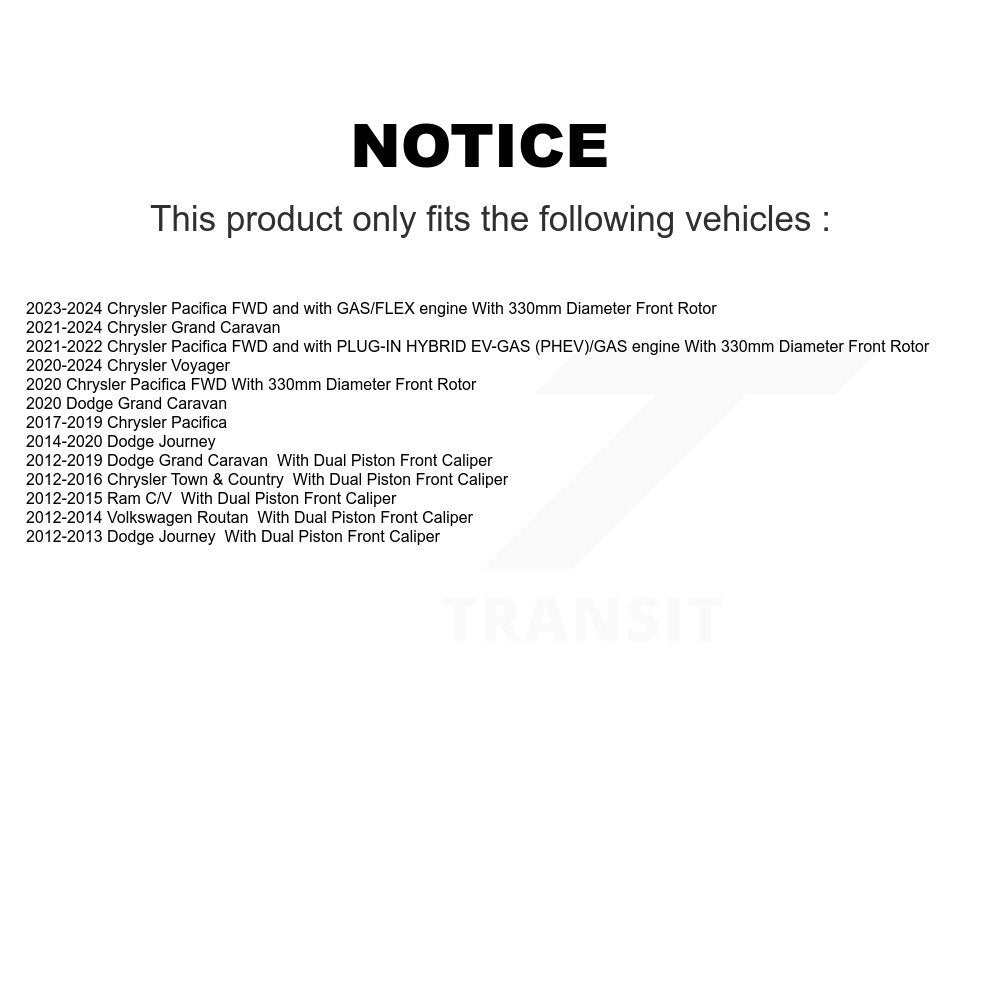 Brake Rotors Ceramic Pad Front Kit For Dodge Grand Caravan Journey Chrysler Town