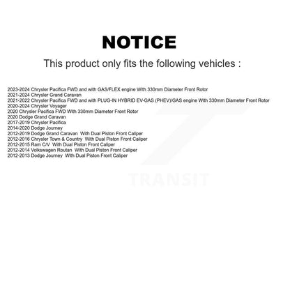 Brake Rotors Ceramic Pad Front Kit For Dodge Grand Caravan Journey Chrysler Town