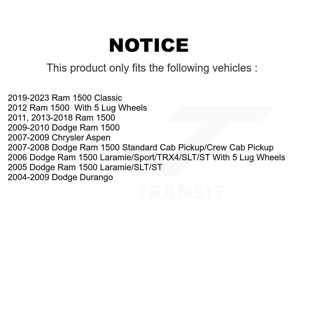 Brake Rotor And Ceramic Pad Rear Kit For Ram 1500 Classic Dodge Durango Chrysler