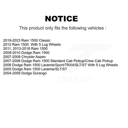 Brake Rotor And Ceramic Pad Rear Kit For Ram 1500 Classic Dodge Durango Chrysler