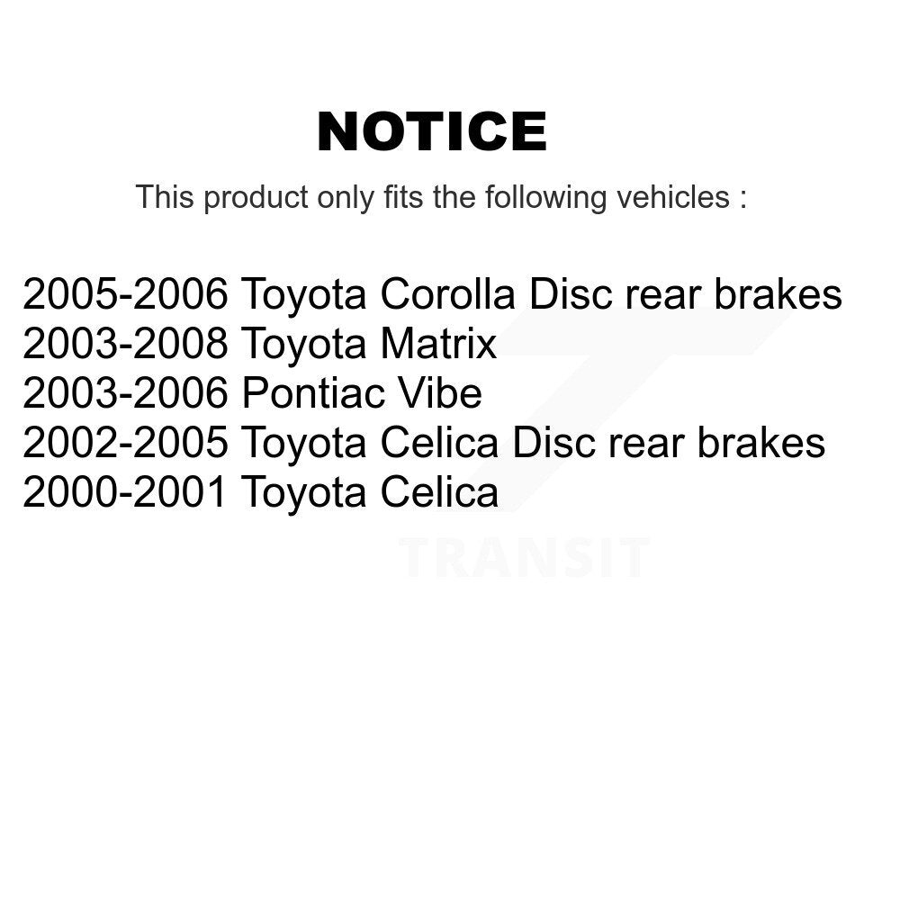 Brake Rotor & Ceramic Pad Rear Kit For Toyota Matrix Corolla Pontiac Vibe Celica