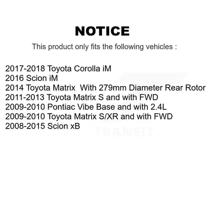 Brake Rotor Ceramic Pad Rear Kit For Toyota Matrix Pontiac Vibe Corolla iM Scion