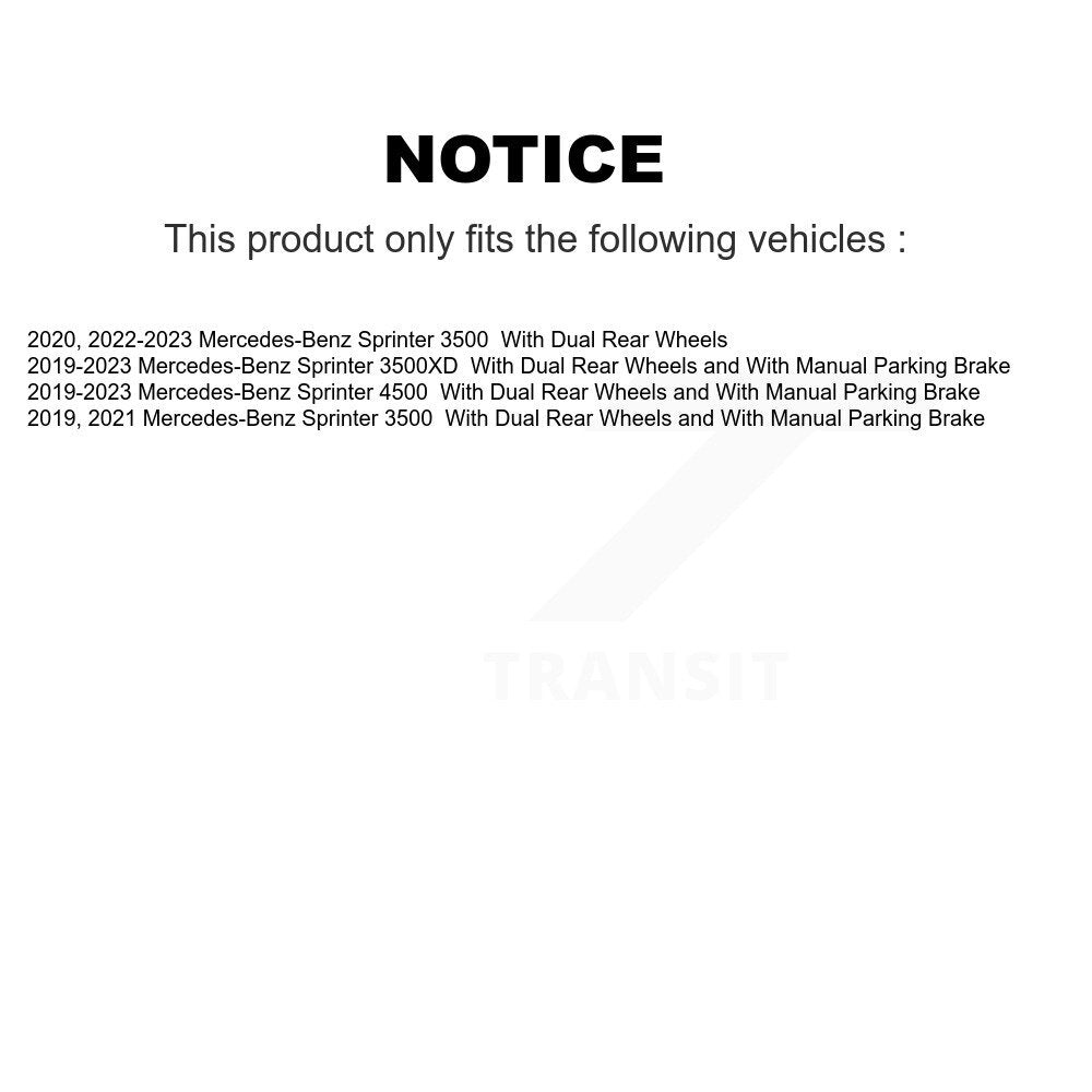 Brake Rotor And Ceramic Pad Rear Kit For Mercedes-Benz Sprinter 3500 4500 3500XD