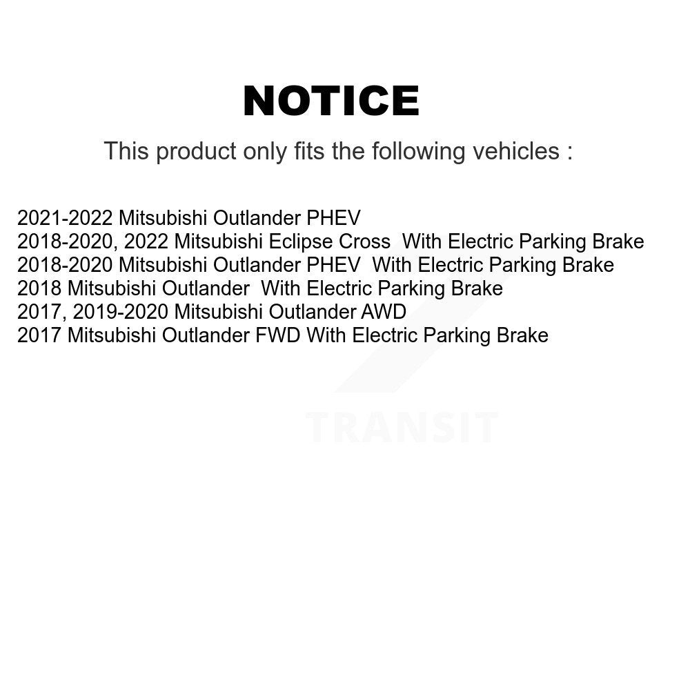 Brake Rotor And Ceramic Pad Rear Kit For Mitsubishi Outlander Eclipse Cross PHEV