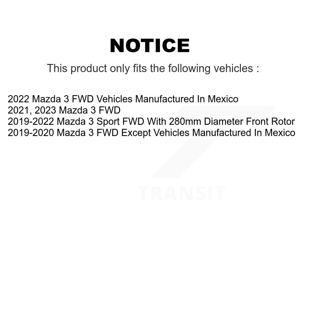 Disc Brake Rotors And Ceramic Pads Front Rear Kit For Mazda 3 Sport FWD